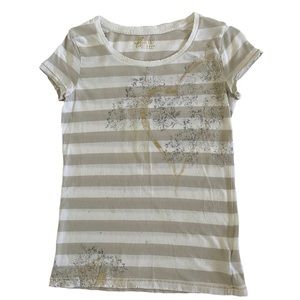 Old Navy Girl’s Stripe Gold White Tee XL